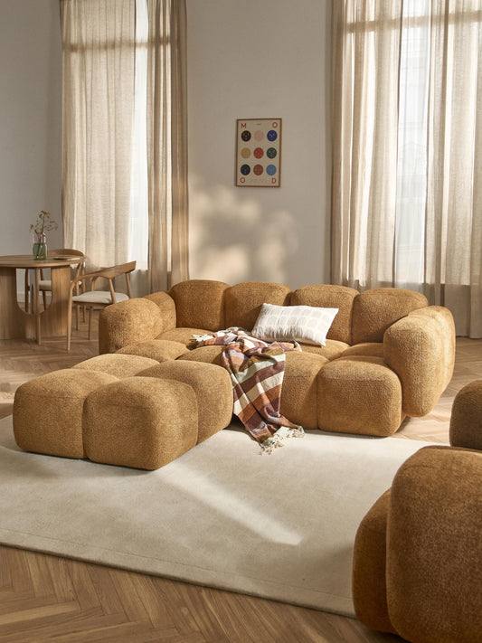 Sofa-Hocker Tayla aus Teddy-Bouclé
