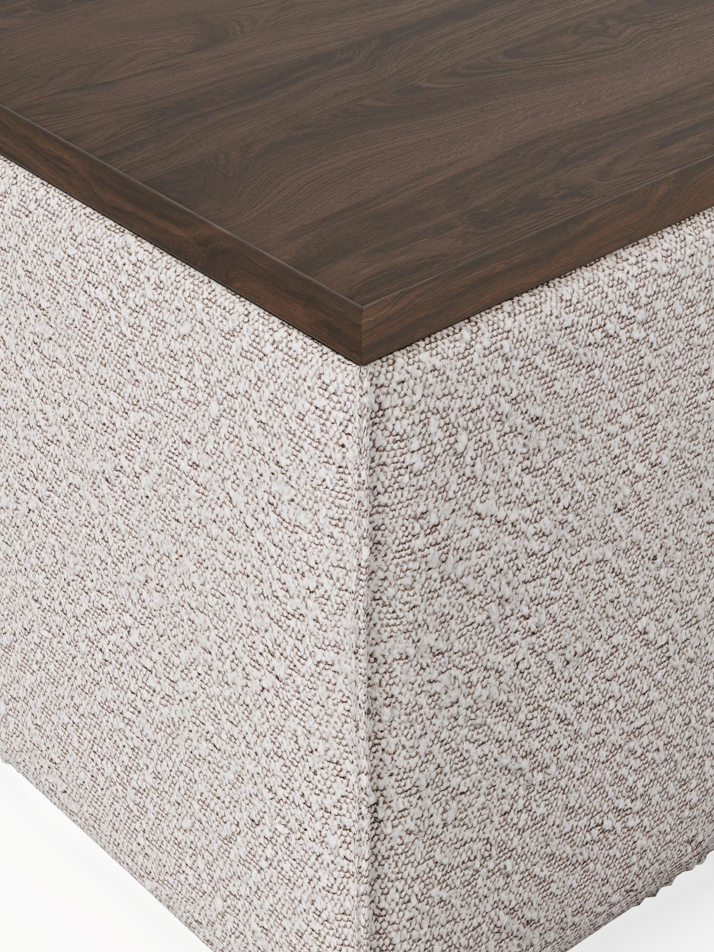 Sofa-Hocker Lennon aus Bouclé mit Stauraum