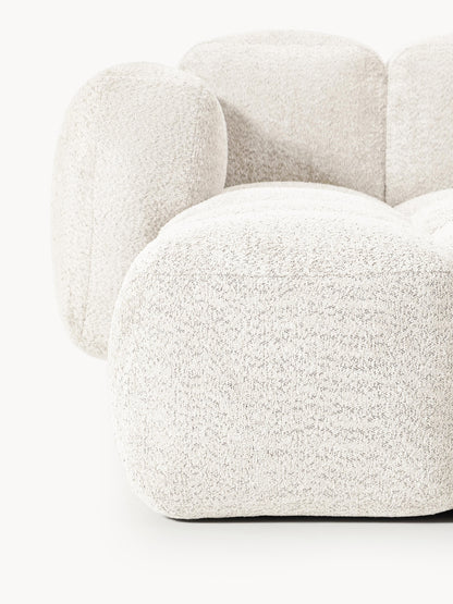 Modulares Sofa Tayla (3-Sitzer) aus Teddy-Bouclé mit Hocker (links/rechts)