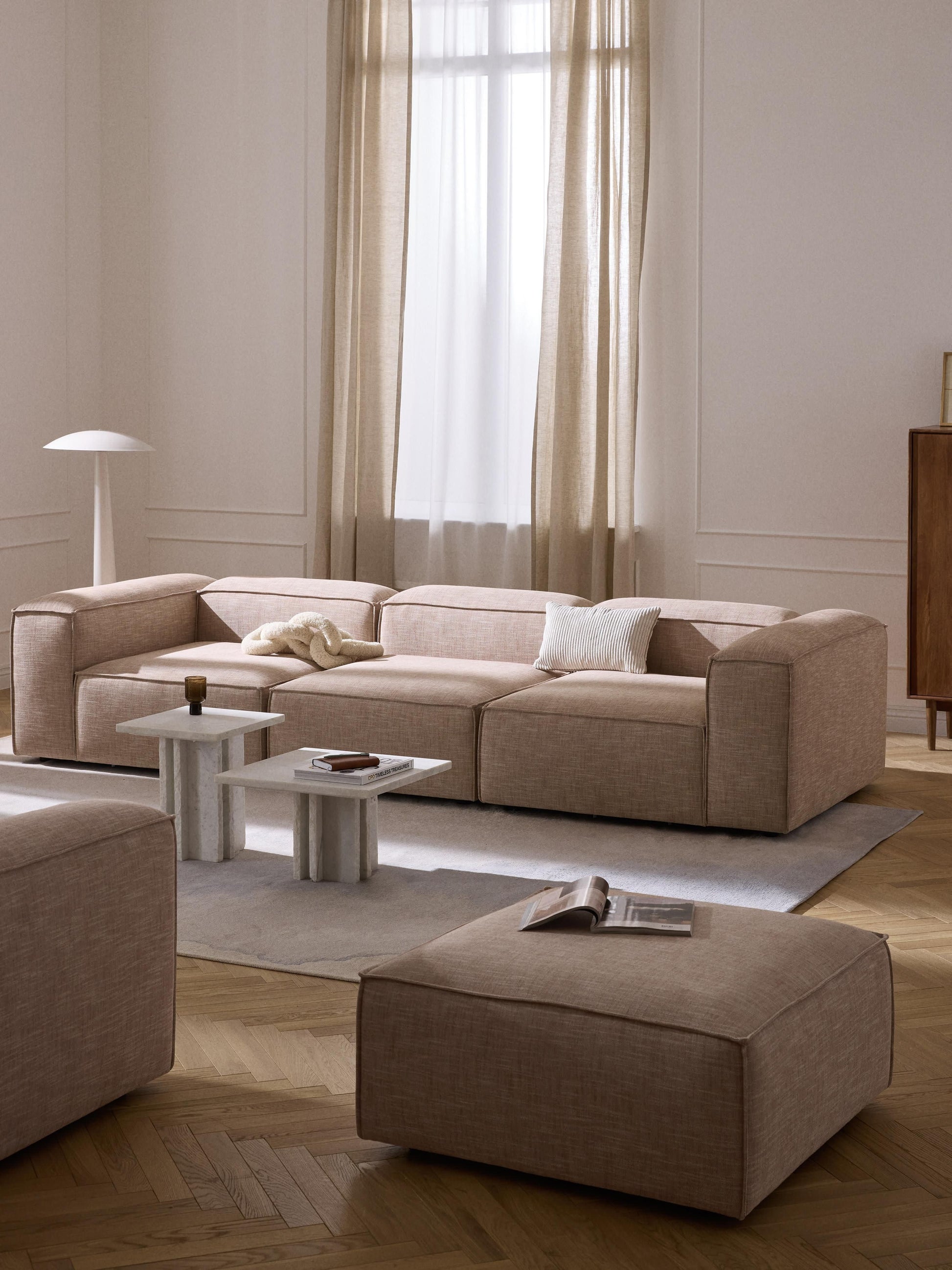 Modulares Sofa Lennon (4-Sitzer) aus Leinen-Mix