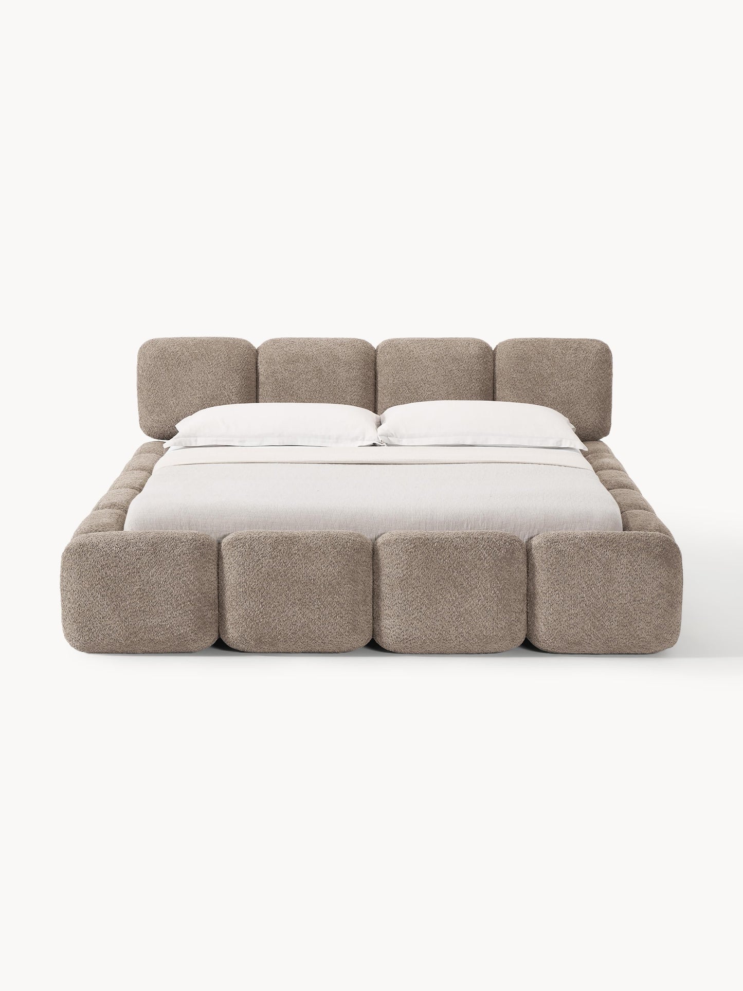 Polsterbett Tayla aus Teddy-Bouclé mit Stauraum
