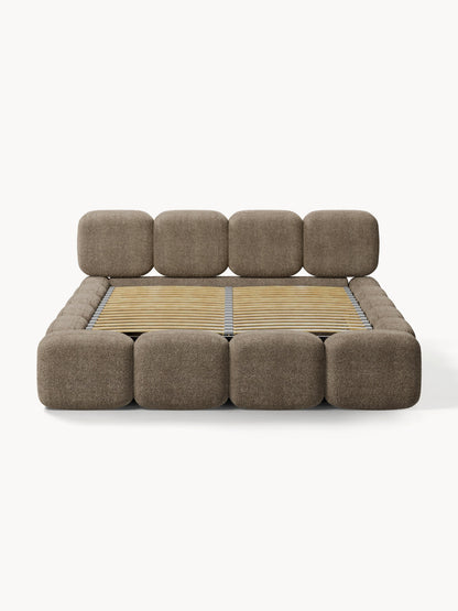 Polsterbett Tayla aus Teddy-Bouclé mit Stauraum