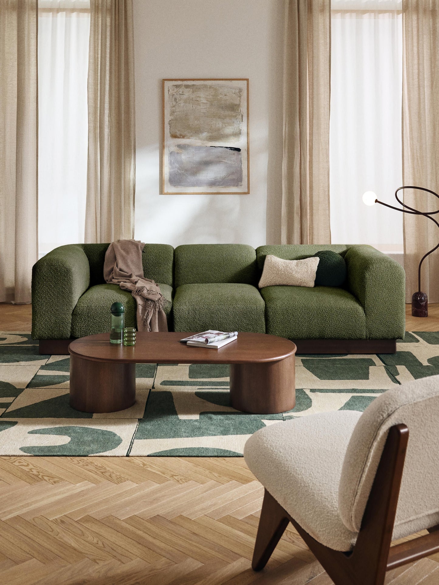 Modulares Sofa Natalie (3-Sitzer) aus Teddy-Bouclé