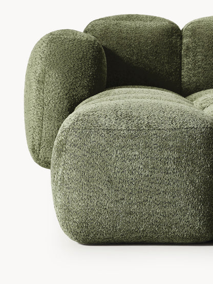 Modulares Sofa Tayla (3-Sitzer) aus Teddy-Bouclé mit Hocker (links/rechts)