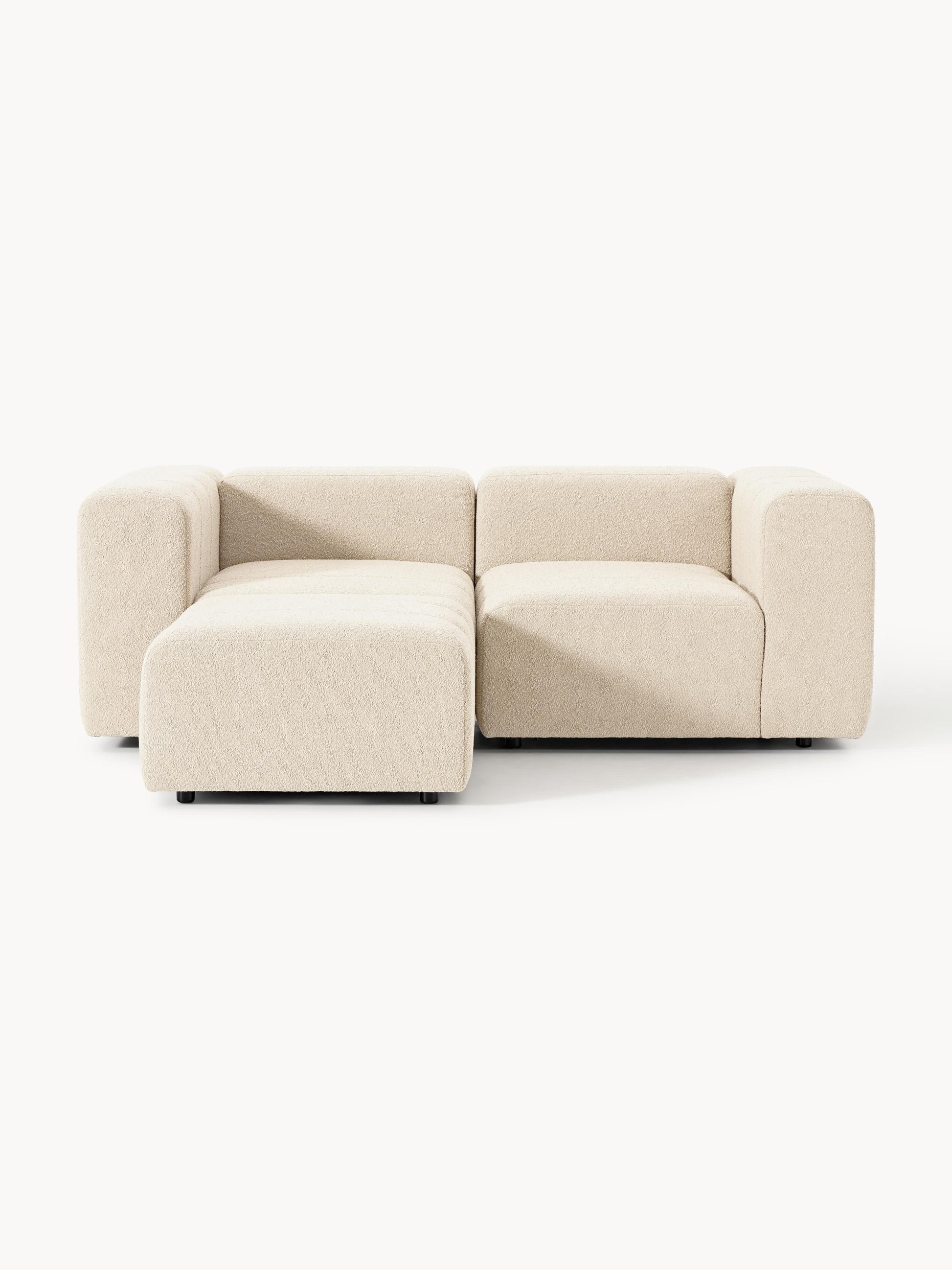 Galeriebild 1 - Modulares Bouclé-Sofa Lena (3-Sitzer) mit Hocker (links/rechts)
