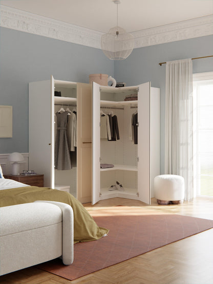 Modularer Eck-Kleiderschrank Charlotte, 215 cm Breite, in verschiedenen Größen