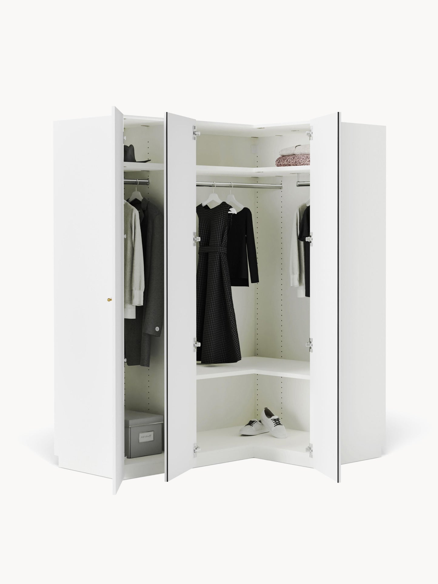 Modularer Eck-Kleiderschrank Charlotte, 165 cm Breite, in verschiedenen Größen