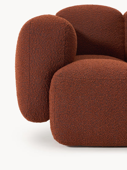 Modulares Sofa Tayla (3-Sitzer) aus Bouclé mit Hocker (links/rechts)
