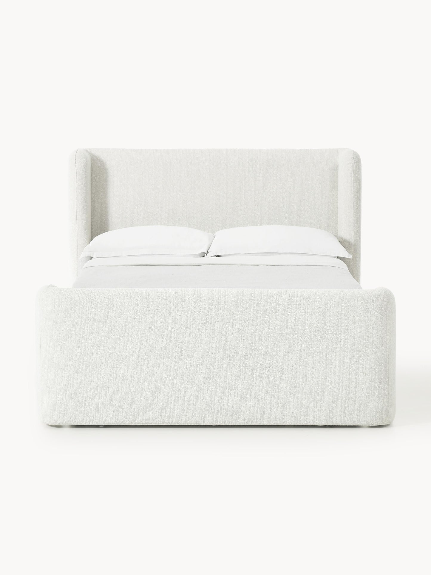 Bouclé-Boxspringbett Perla mit Stauraum