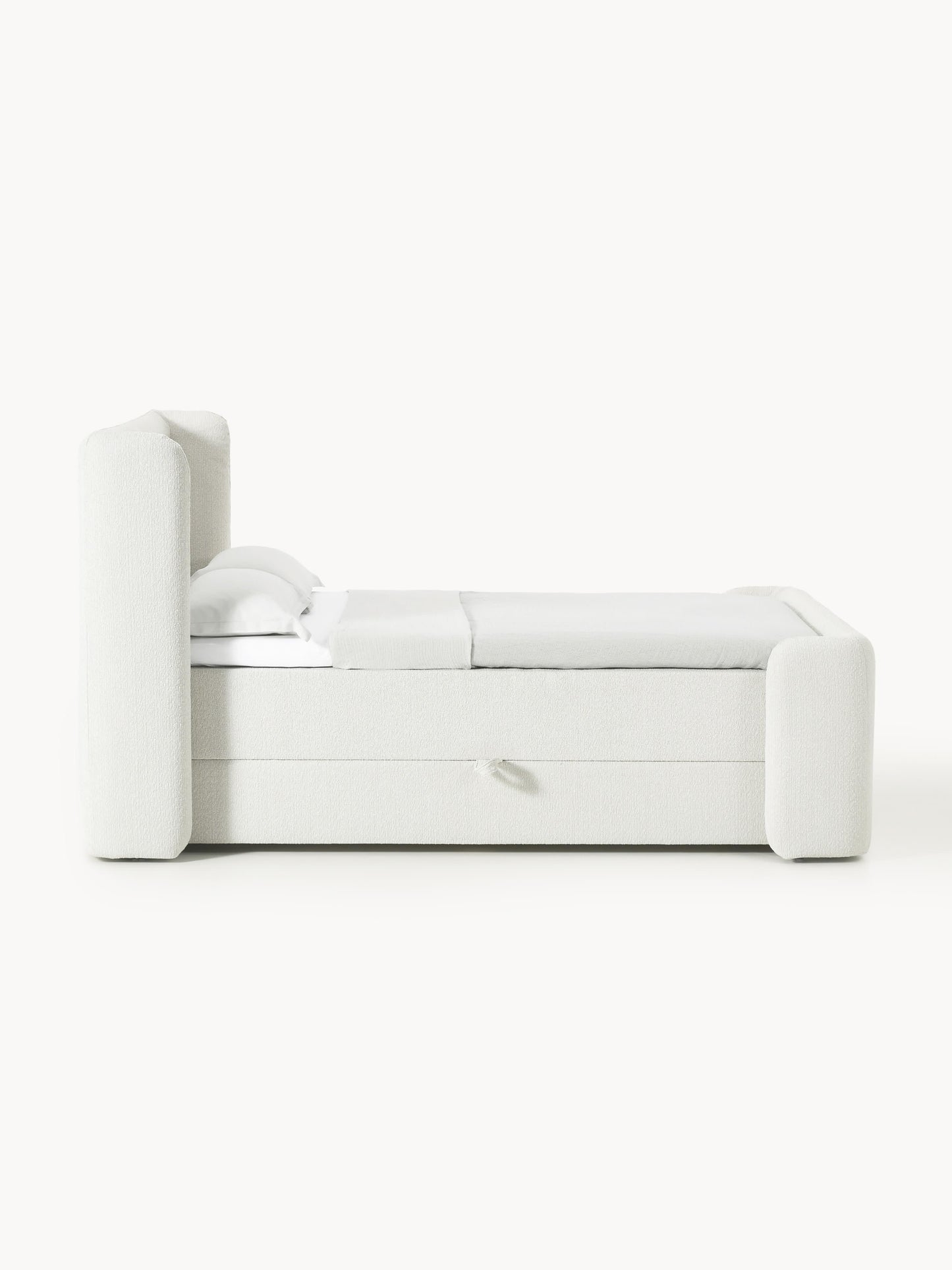 Bouclé-Boxspringbett Perla mit Stauraum