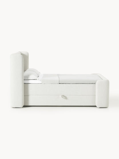 Bouclé-Boxspringbett Perla mit Stauraum