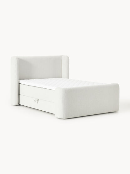 Bouclé-Boxspringbett Perla mit Stauraum