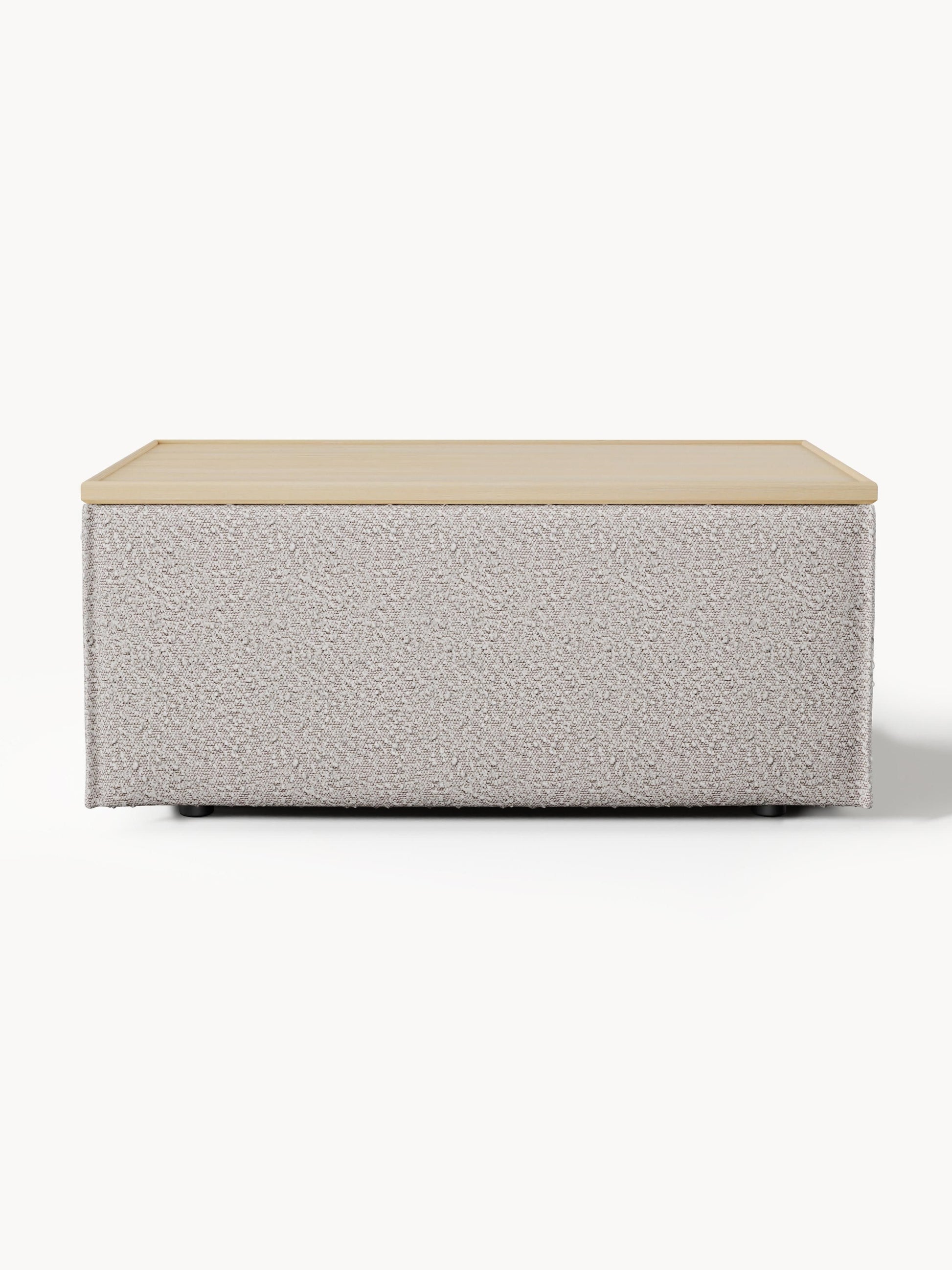 Sofa-Hocker Lennon aus Bouclé mit Stauraum