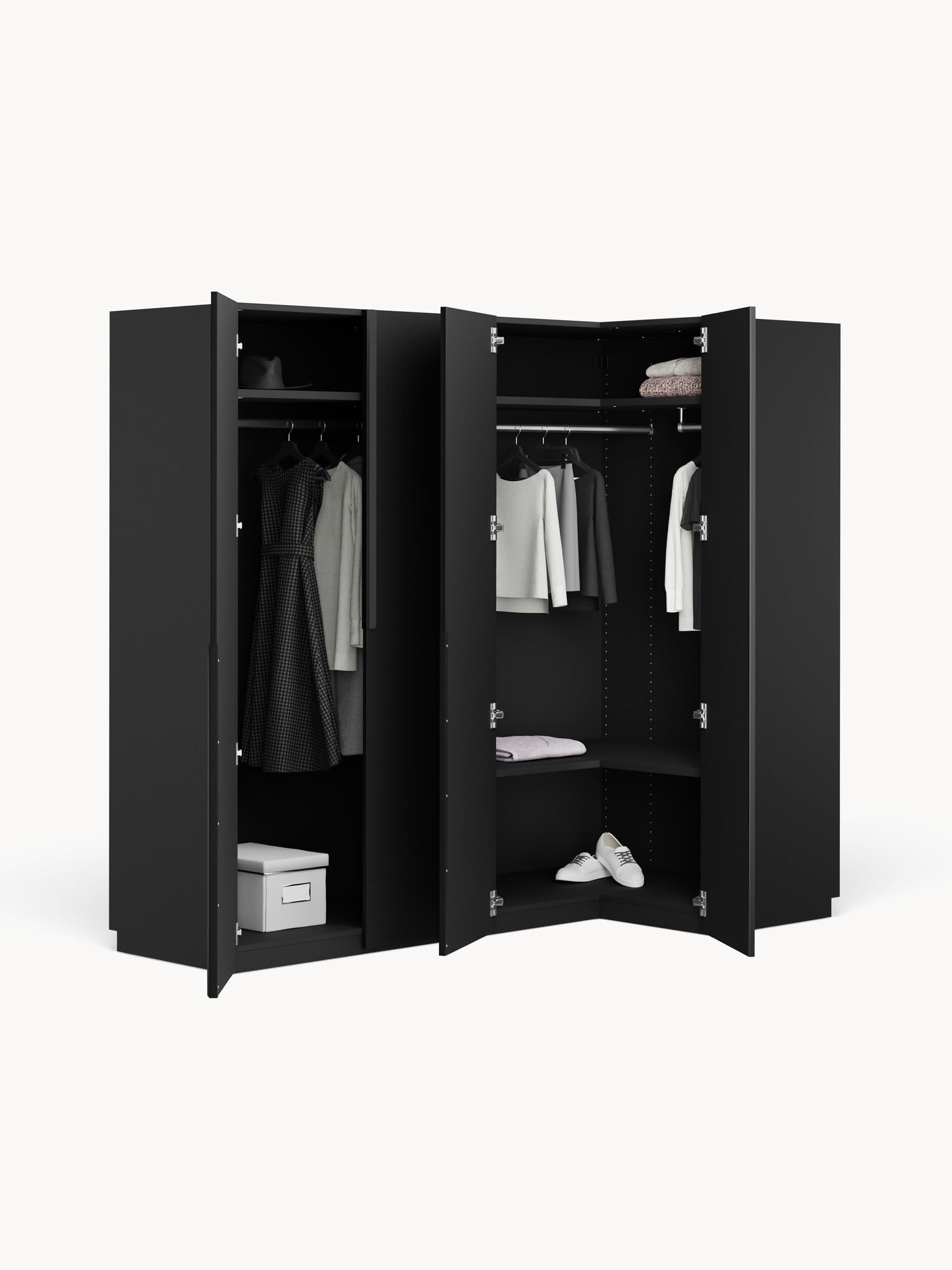 Modularer Eck-Kleiderschrank Leon, 215 cm Breite, in verschiedenen Größen