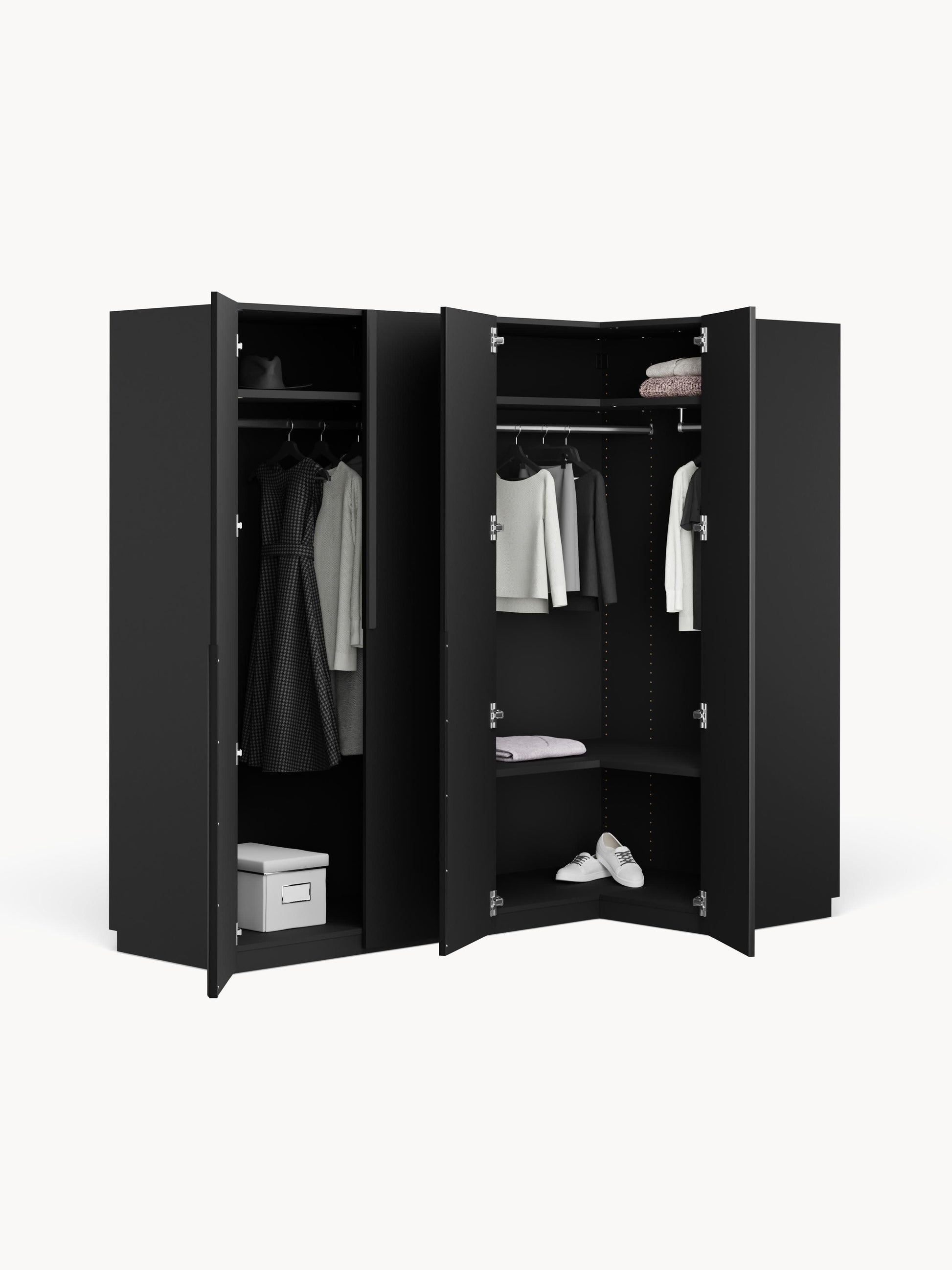 Modularer Eck-Kleiderschrank Leon, 215 cm Breite, in verschiedenen Größen