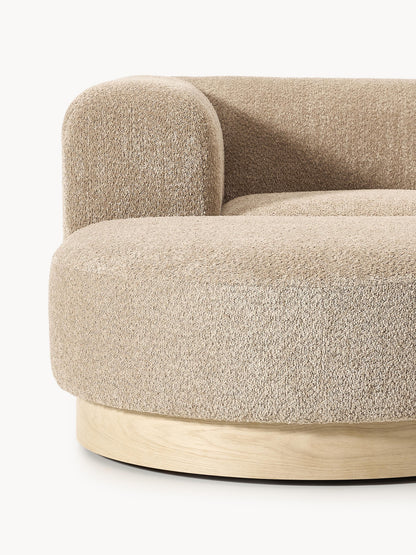 Modulares Sofa Natalie (3-Sitzer) aus Teddy-Bouclé mit Hocker (links/rechts)