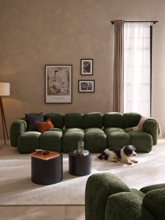 Modulares Sofa Tayla (4-Sitzer) aus Teddy-Bouclé