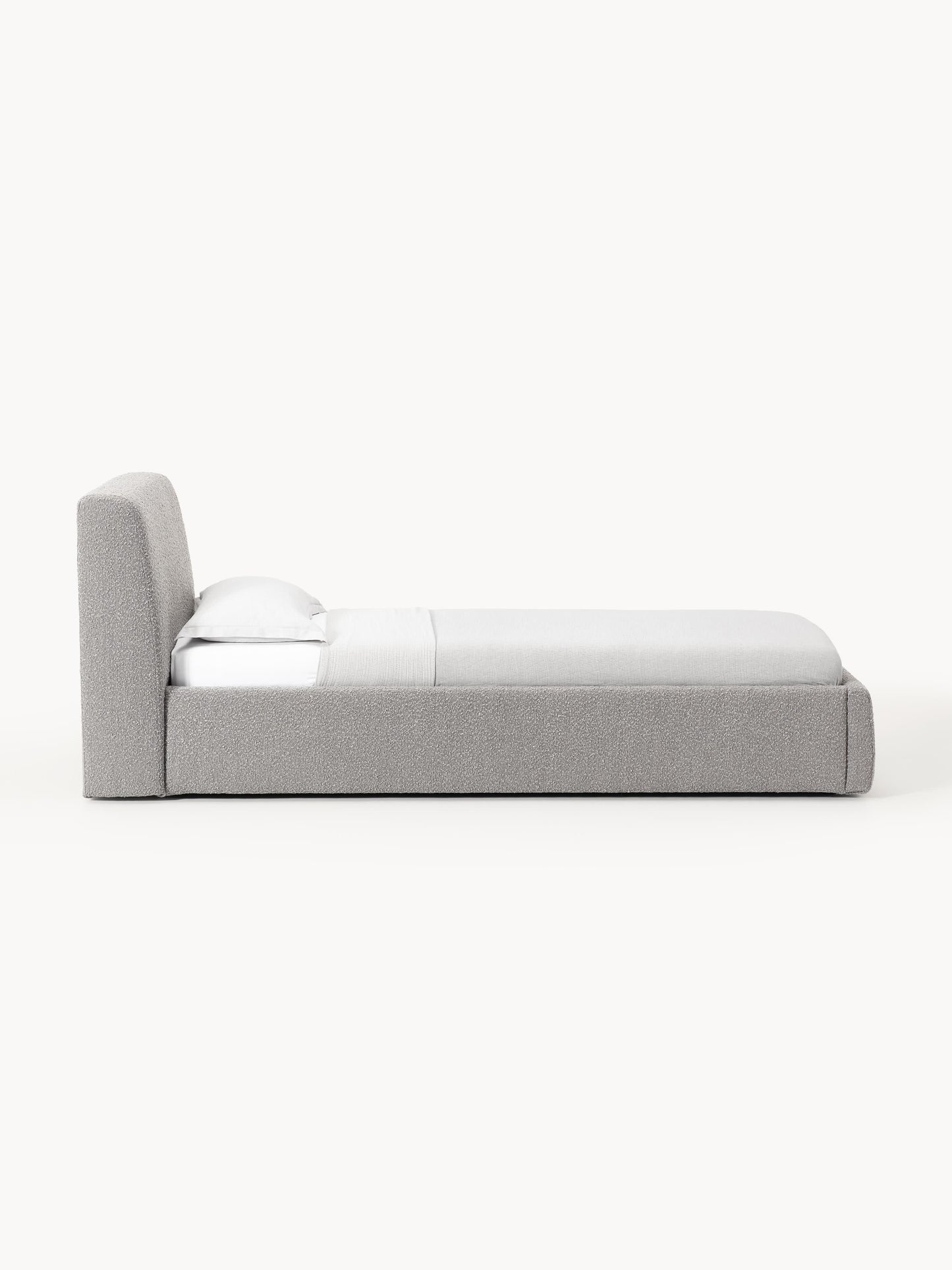 Bouclé-Einzelbett Cloud mit Stauraum