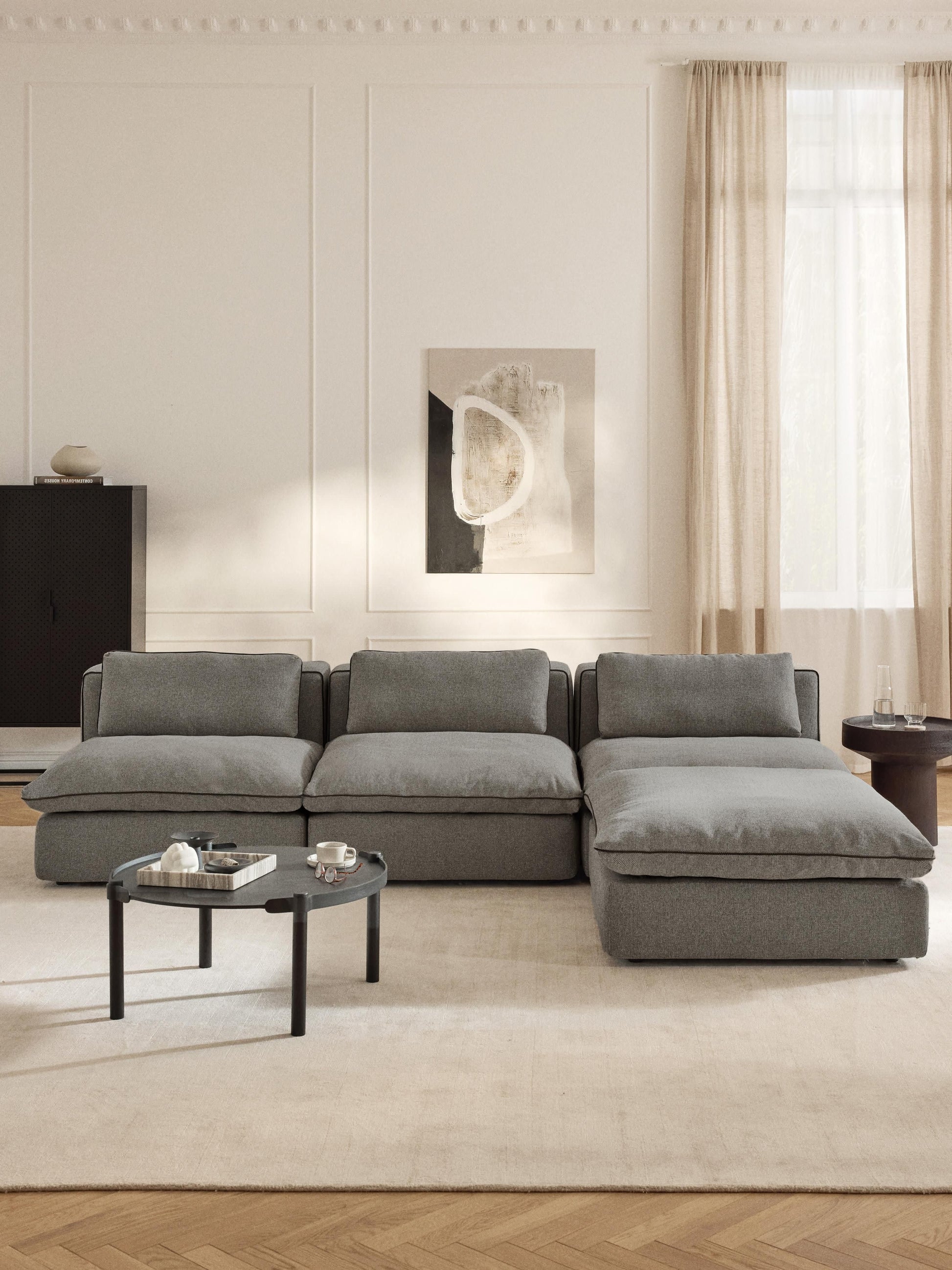 Modulares Sofa Felix mit Hocker (links/rechts)