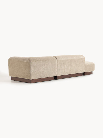 Modulare Ottomane Natalie aus Teddy-Bouclé mit Hocker (links/rechts)