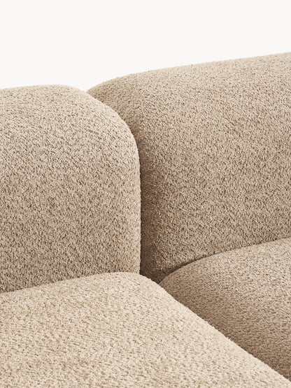 Modulare Ottomane Natalie aus Teddy-Bouclé mit Hocker (links/rechts)