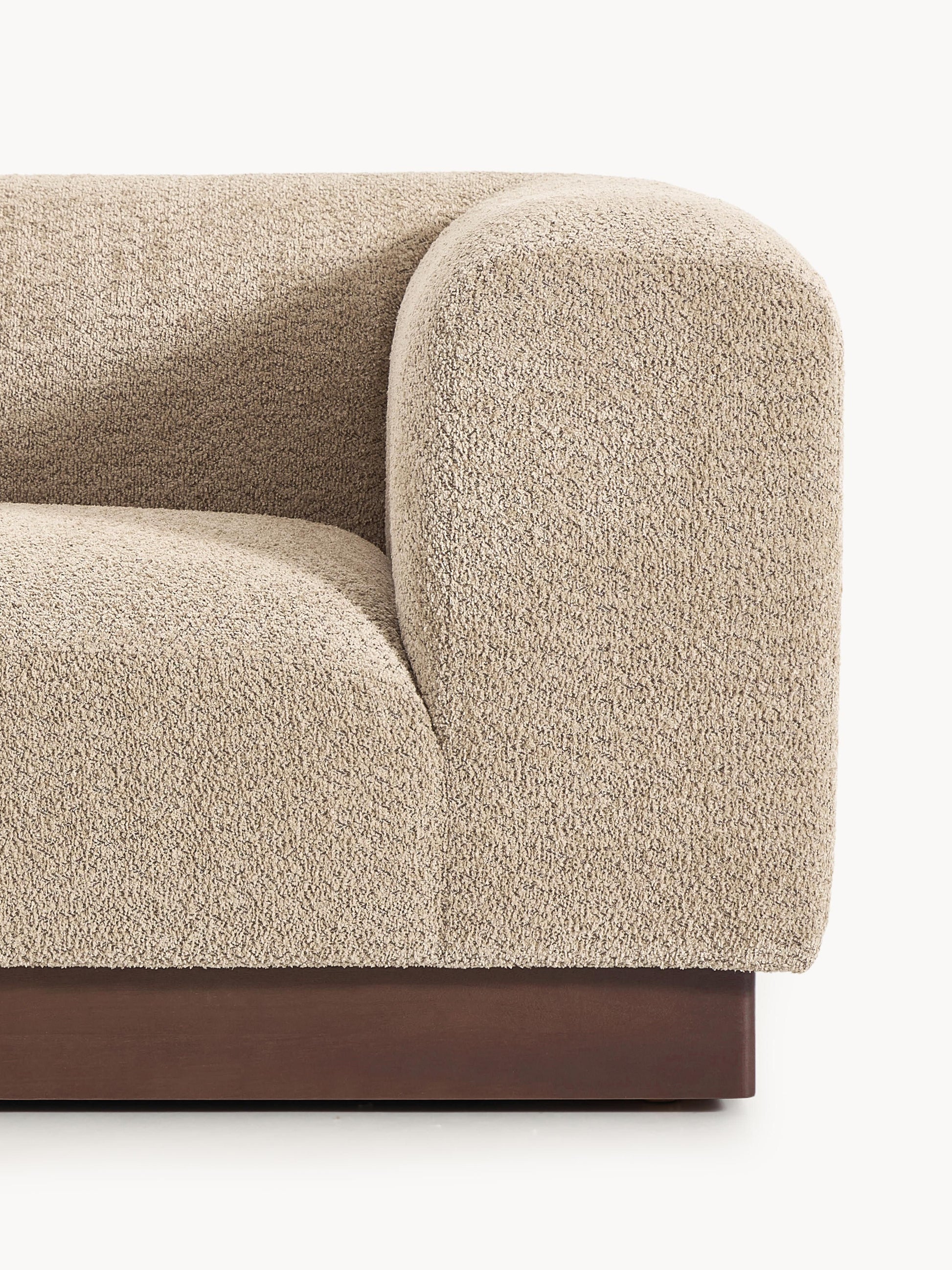 Modulare Ottomane Natalie aus Teddy-Bouclé mit Hocker (links/rechts)
