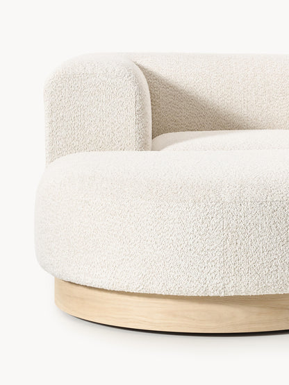 Modulares Sofa Natalie (3-Sitzer) aus Teddy-Bouclé mit Hocker (links/rechts)