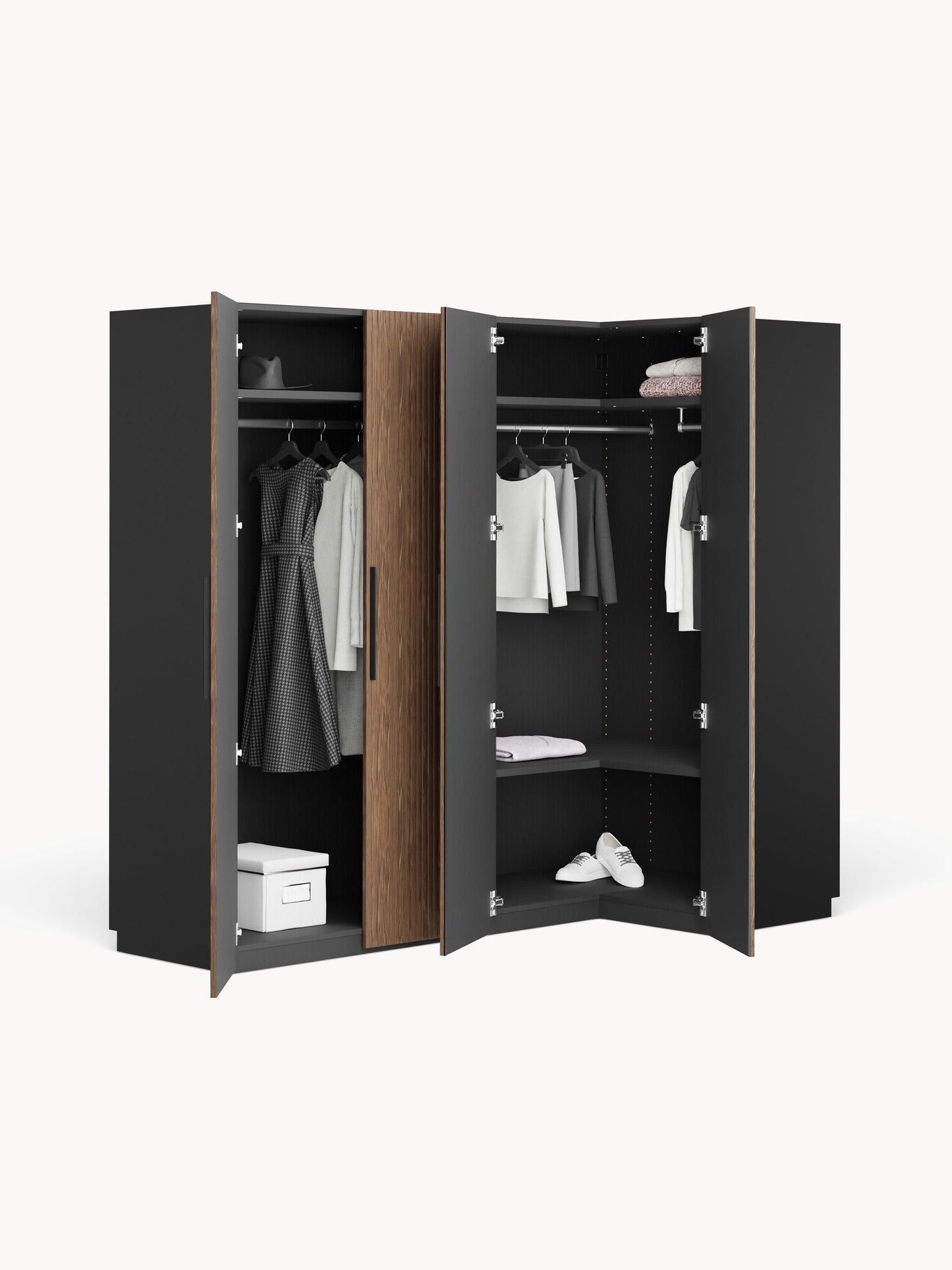 Modularer Eck-Kleiderschrank Simone, 215 cm Breite, in verschiedenen Größen