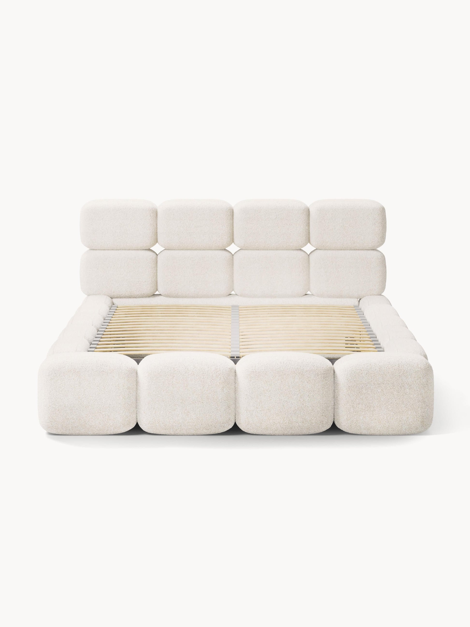 Polsterbett Tayla aus Teddy-Bouclé mit Stauraum