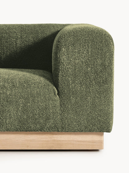 Modulare Ottomane Natalie aus Teddy-Bouclé mit Hocker (links/rechts)