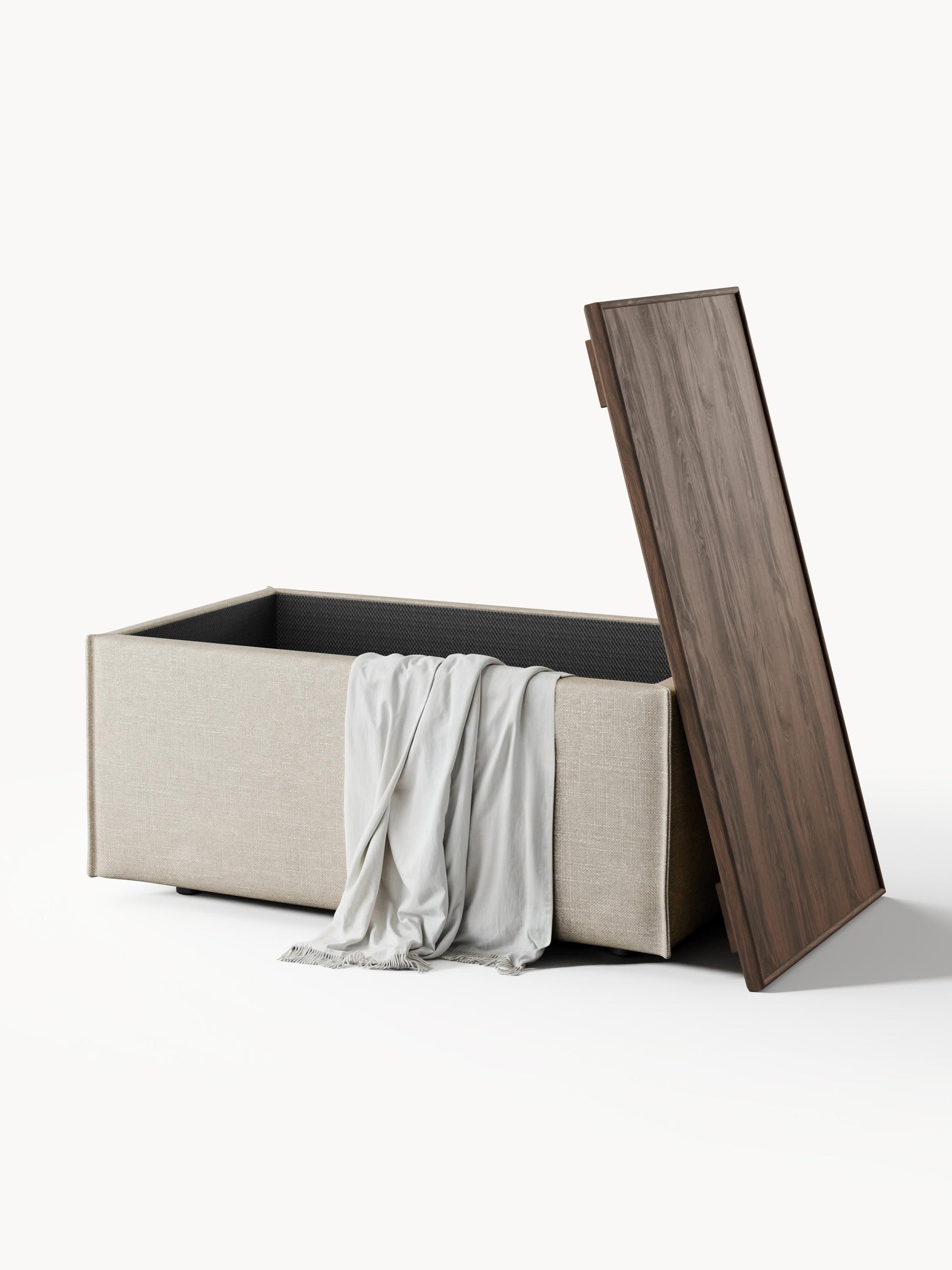 Sofa-Hocker Lennon aus Leinen-Mix mit Stauraum