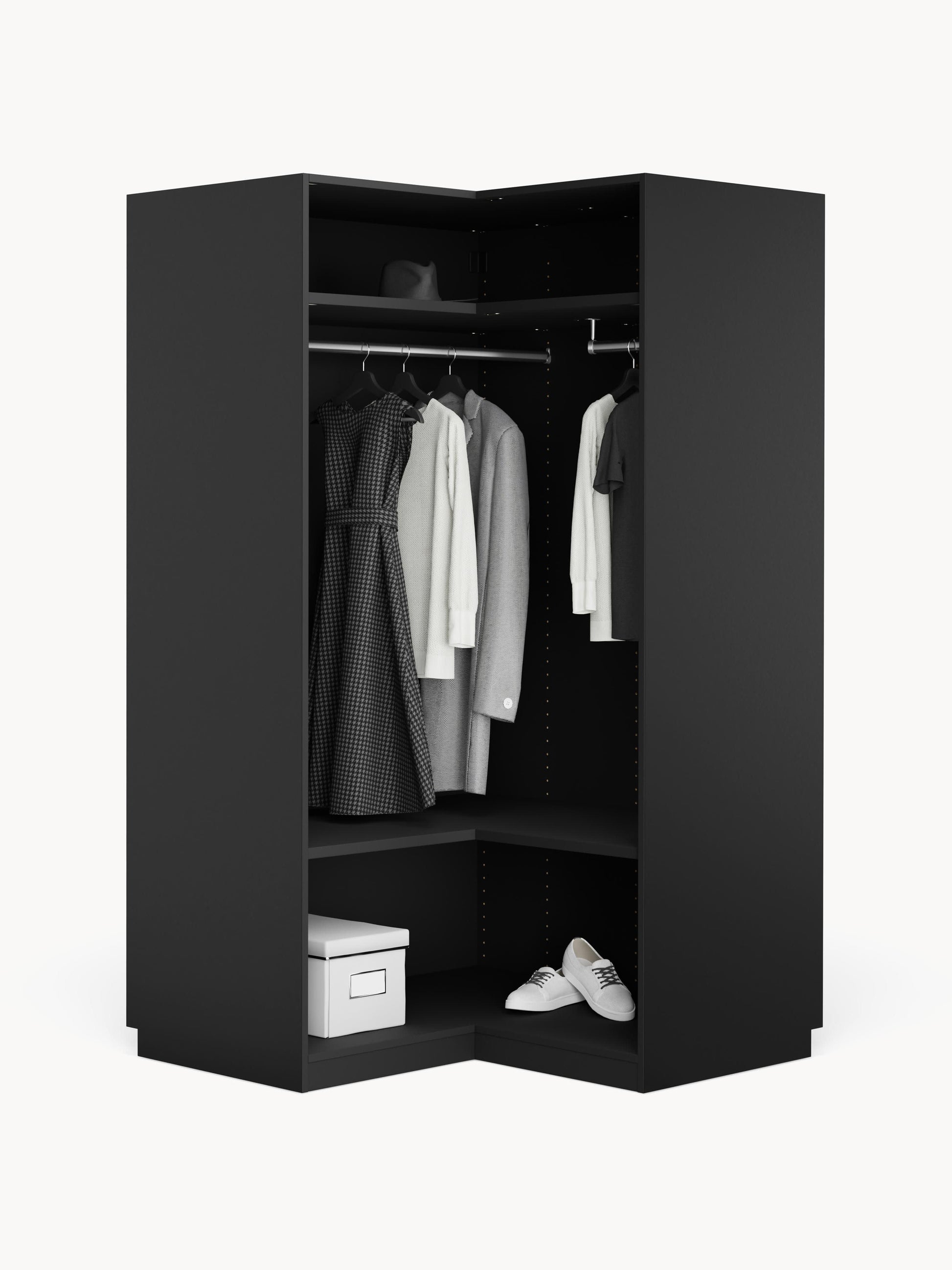 Modularer Eck-Kleiderschrank Leon, 115 cm Breite, in verschiedenen Größen