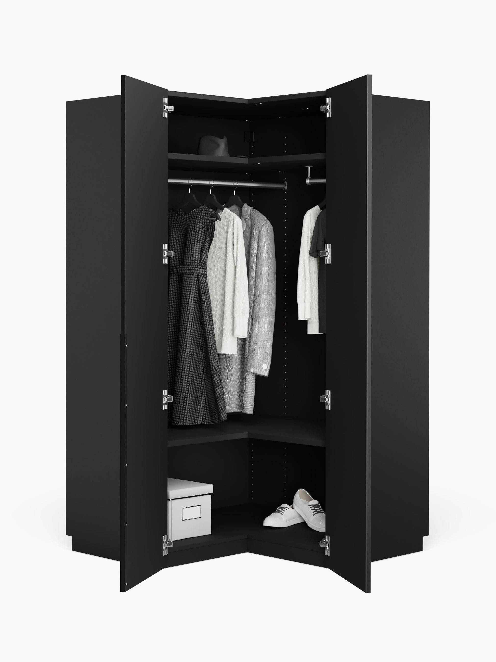 Modularer Eck-Kleiderschrank Leon, 115 cm Breite, in verschiedenen Größen
