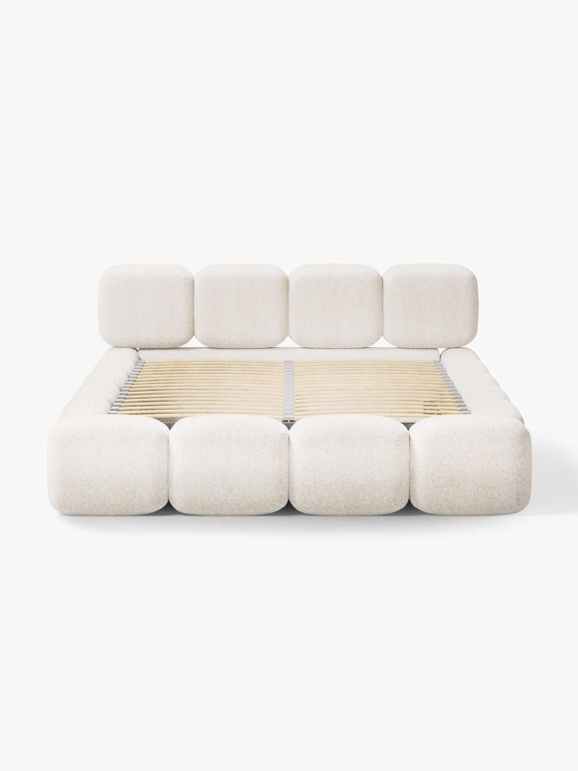 Polsterbett Tayla aus Teddy-Bouclé mit Stauraum