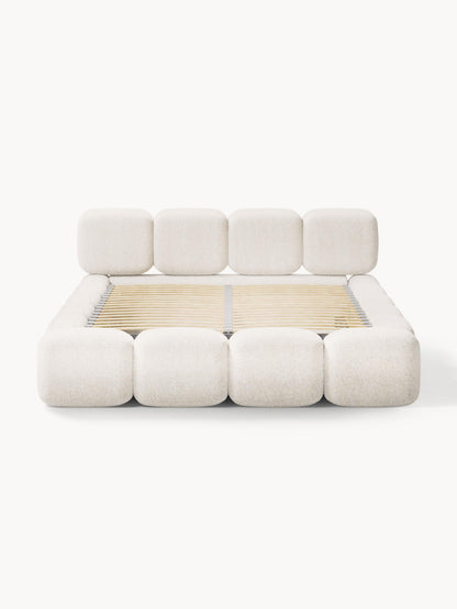 Polsterbett Tayla aus Teddy-Bouclé mit Stauraum