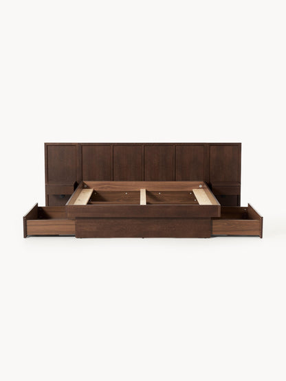 Holzbett Nanto mit Nachttischen und Kopfteil
