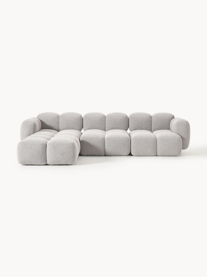 Galeriebild 1 - Modulares Sofa Tayla (4-Sitzer) aus Bouclé mit Hocker (links/rechts)