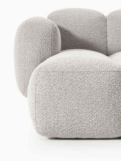 Modulares Sofa Tayla (3-Sitzer) aus Bouclé mit Hocker (links/rechts)