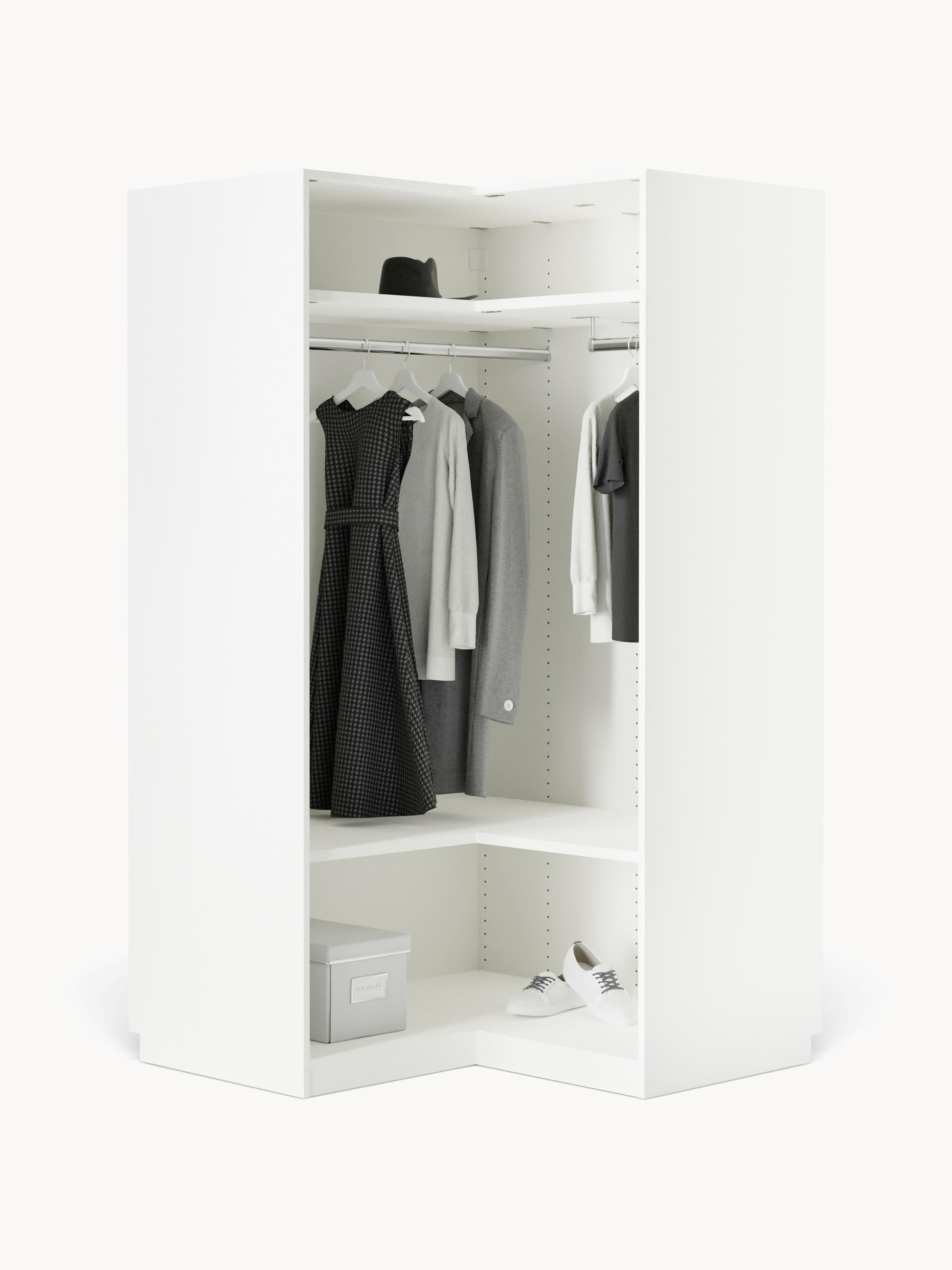 Modularer Eck-Kleiderschrank Simone, 115 cm Breite