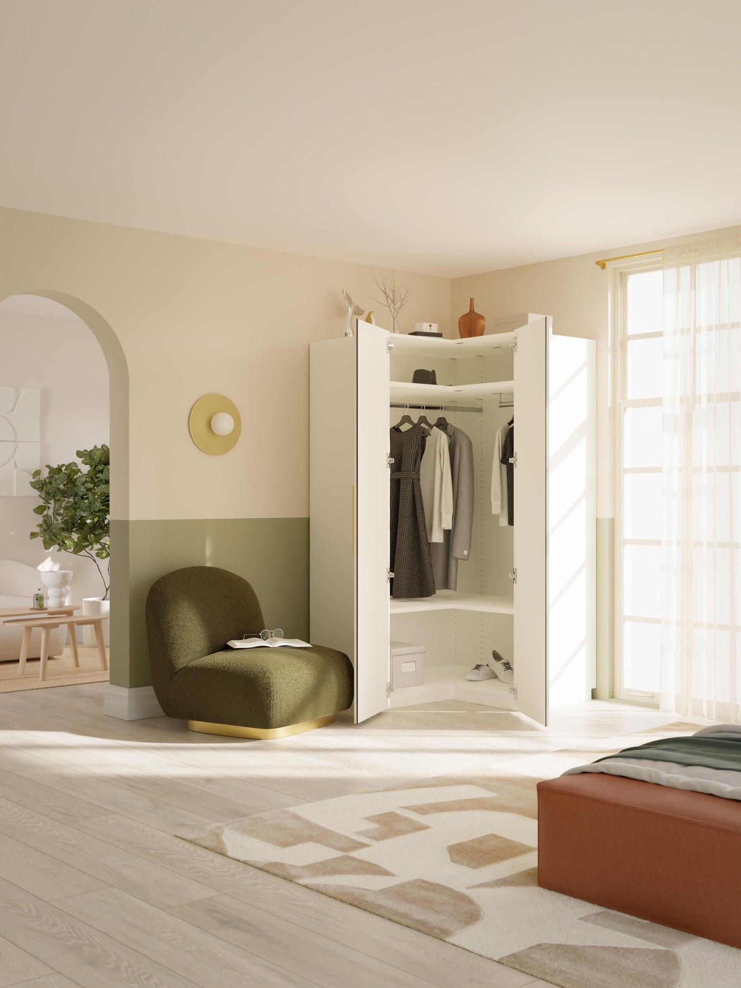 Modularer Eck-Kleiderschrank Simone, 115 cm Breite