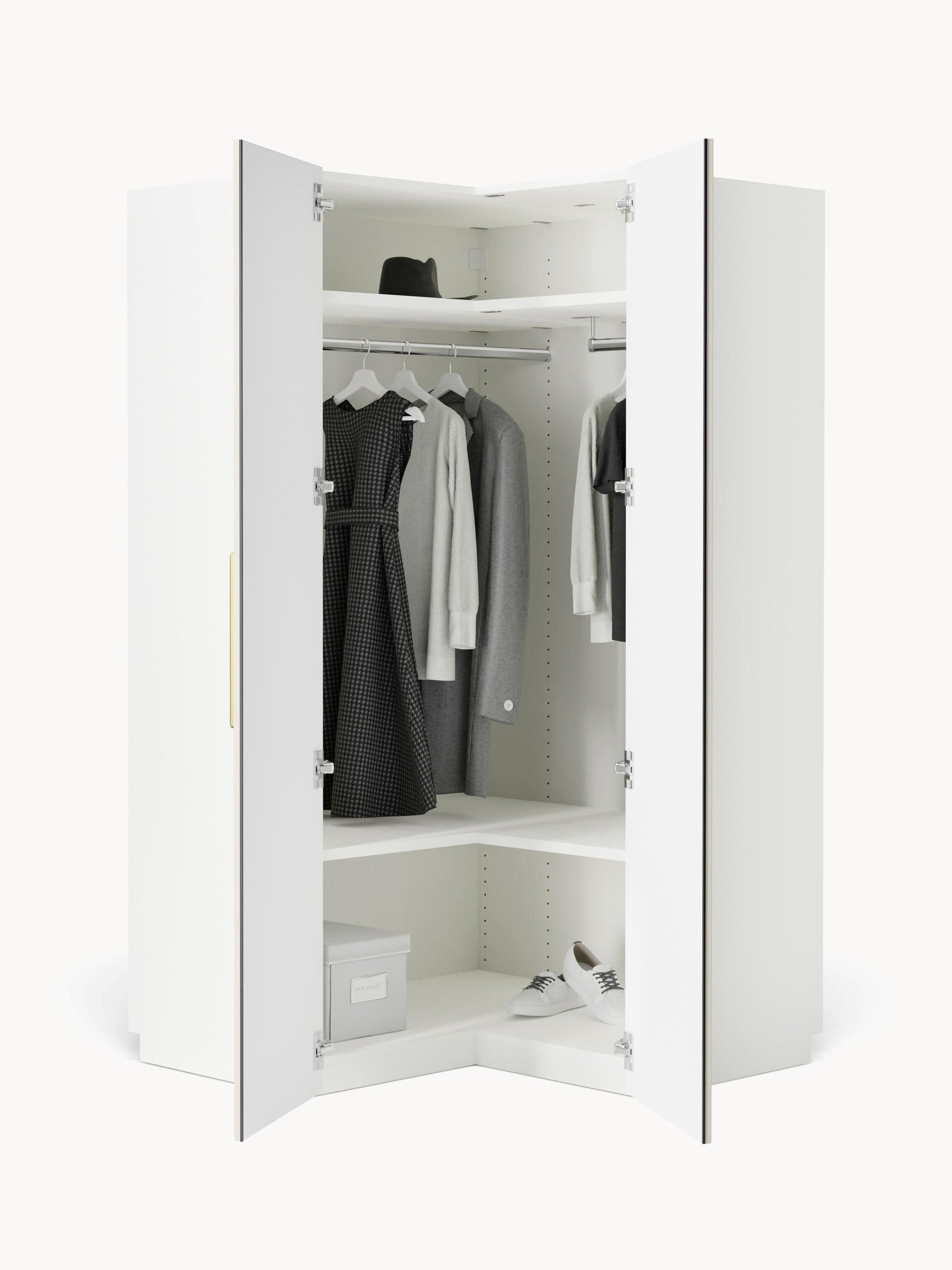Modularer Eck-Kleiderschrank Simone, 115 cm Breite
