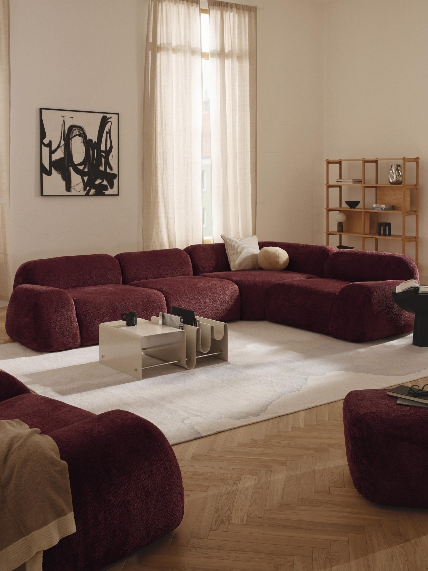 Modulares Teddy-Bouclé-Ecksofa Wolke (4-Sitzer)