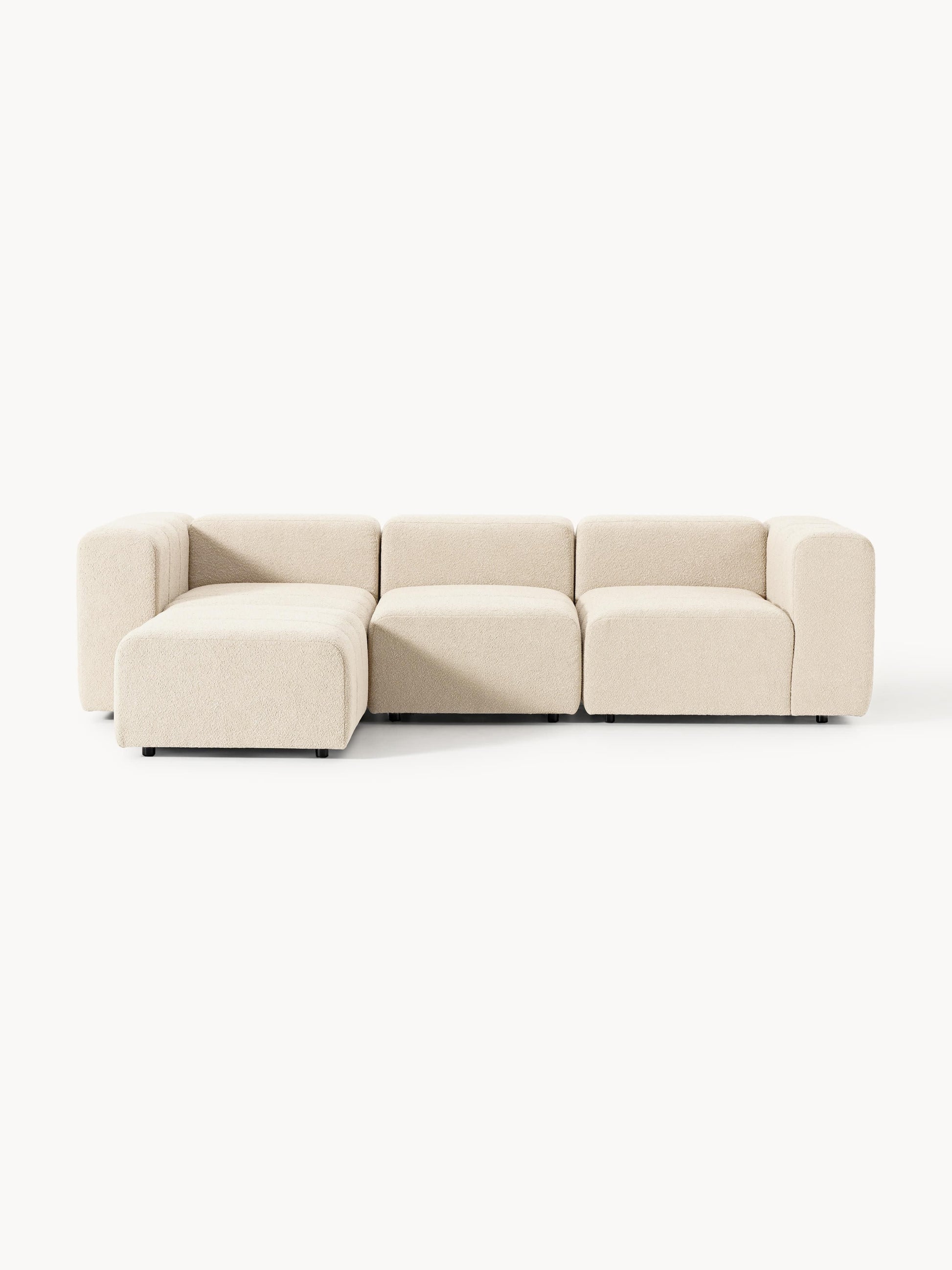Galeriebild 1 - Modulares Bouclé-Sofa Lena (4-Sitzer) mit Hocker (links/rechts)