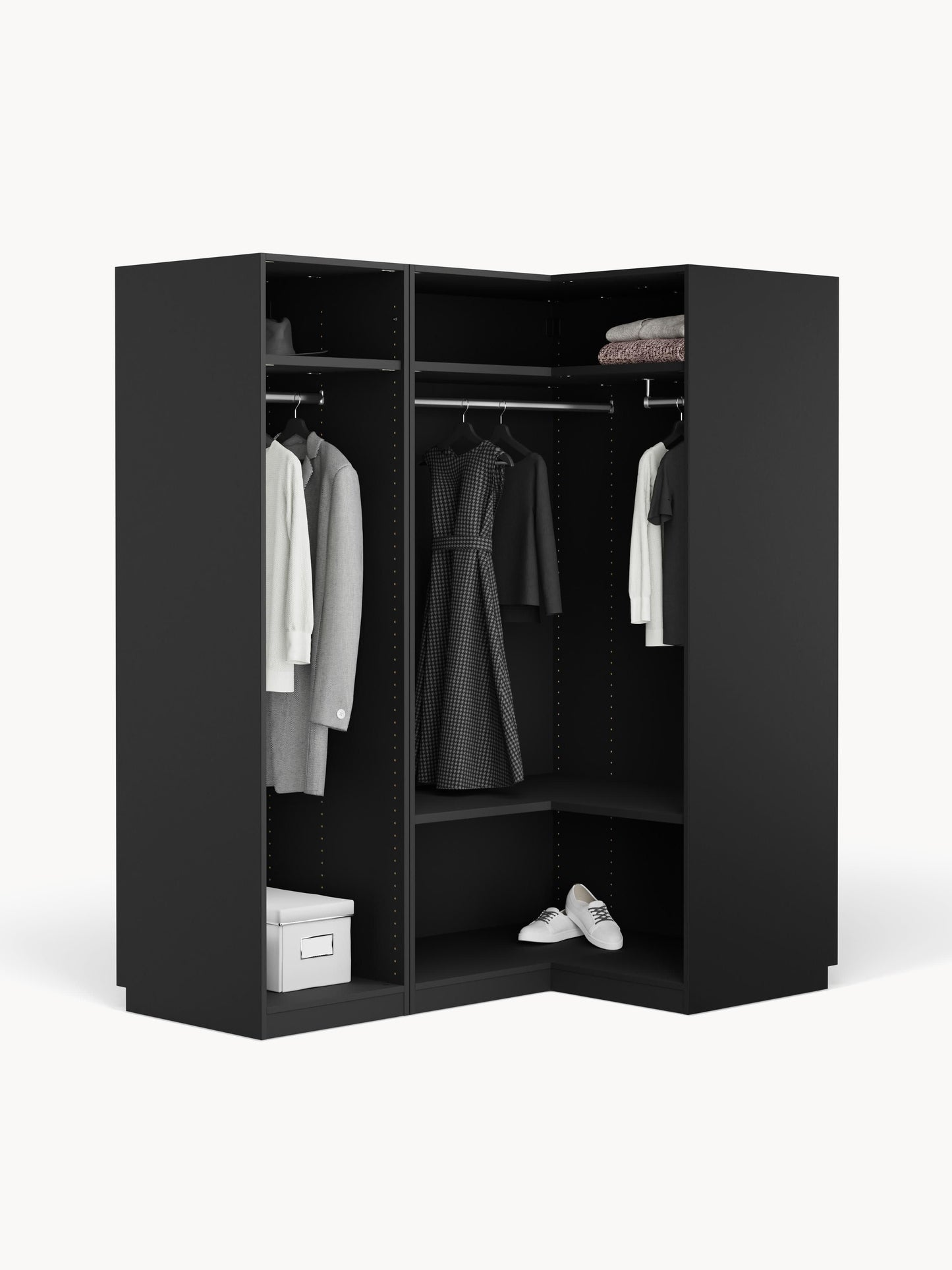Modularer Eck-Kleiderschrank Simone, 165 cm Breite, in verschiedenen Größen