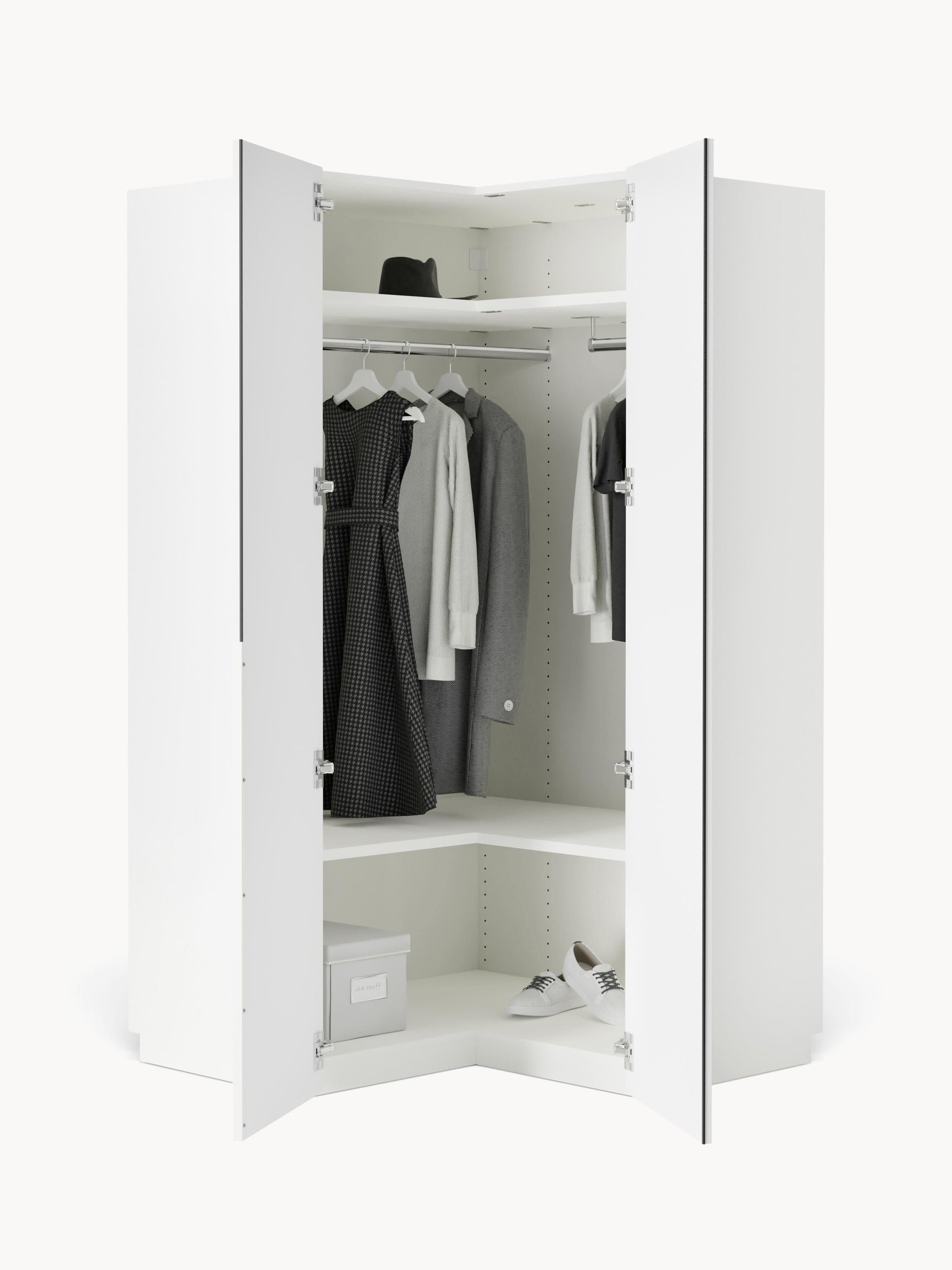 Modularer Eck-Kleiderschrank Leon, 115 cm Breite, in verschiedenen Größen