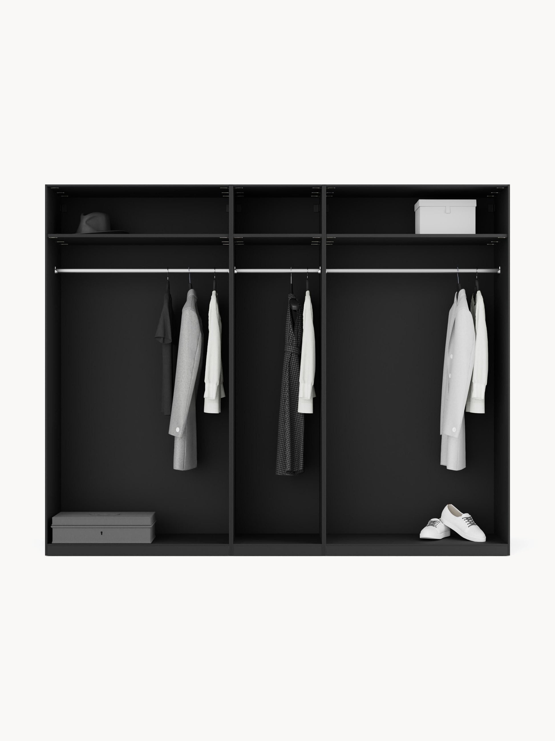 Modularer Drehtürenschrank Leon, 250 cm Breite, in verschiedenen Größen