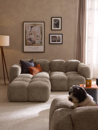 Sofa-Hocker Tayla aus Teddy-Bouclé