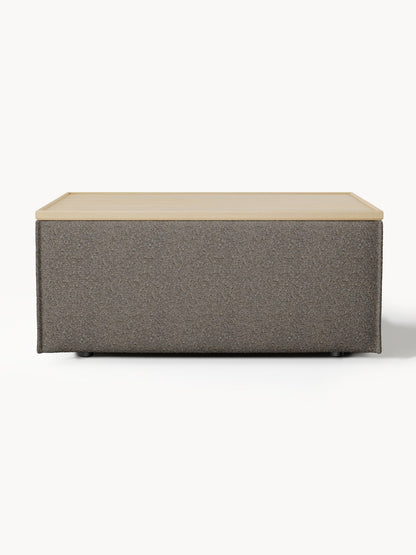 Sofa-Hocker Lennon aus Bouclé mit Stauraum