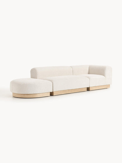 Modulare Ottomane Natalie aus Teddy-Bouclé mit Hocker (links/rechts)