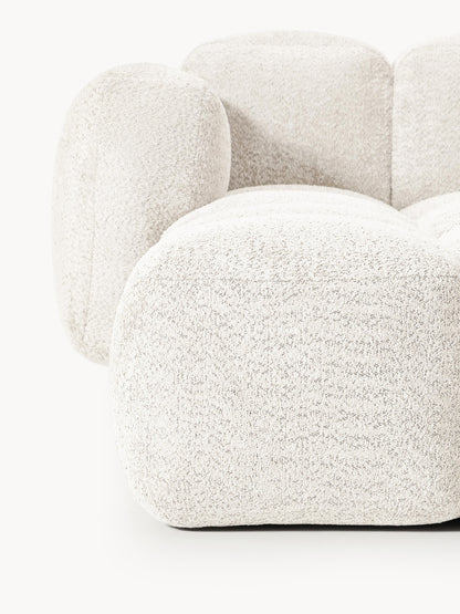 Modulares Sofa Tayla (4-Sitzer) aus Teddy-Bouclé mit Hocker (links/rechts)